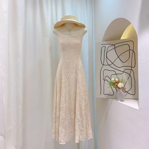 Dresses & Skirts - Last one!!! Beige Lace Slip Max Dress